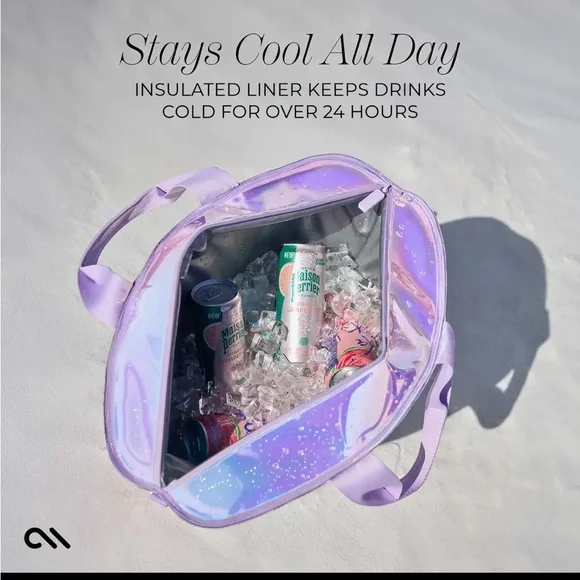 NWT! CASEMATE Waterproof Iridescent Beach Tote COOLER - Picture 3 of 5